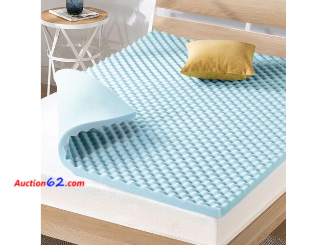 Lot 44-5523o - Best Price Mattress 2 Inch Egg Crate Memory Foam, Cooling Gel Infusion, Full Mattress Topper, Dorm Essentials, Blue E-Commerce Return, A bas...