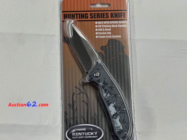 Lot 44-6004g - Kentucky cutlery hunting series knife New. “ Deer”. Spring assist opening 440 s.steel blade pocket clip frame lock. See All Photo's Not Test...