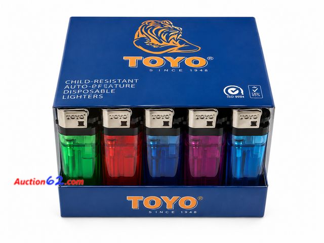 Lot 44-6205m - Toyo Lighters 50 to a box, 5 assorted colors. Appears New, A basic inspection has been given to this item. Sold AS-IS. See All Photo's Not T...