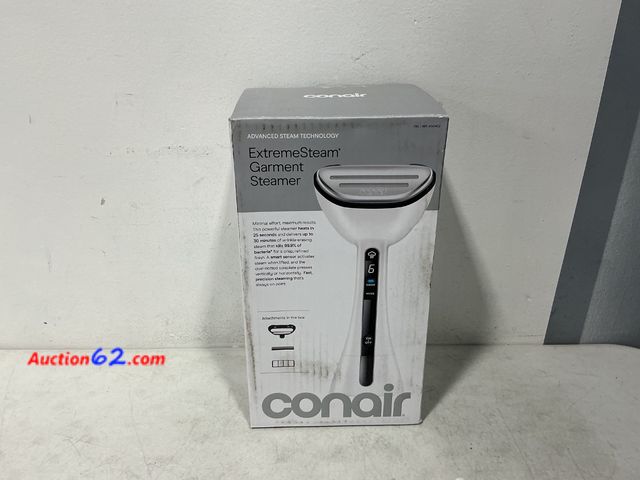 Lot 44-828 - Conair ExtremeSteam Garment Steamer Not Tested See All Photo's E-Commerce Return, A basic inspection has been given to this item. Sold AS-IS...