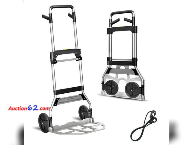 Lot 44-128 - Teprovo Folding Hand Truck Dolly Cart,340LB Capacity Portable Aluminum Dolly Cart with Telescoping Handle and 7 Inch Rubber Wheels for Movin...