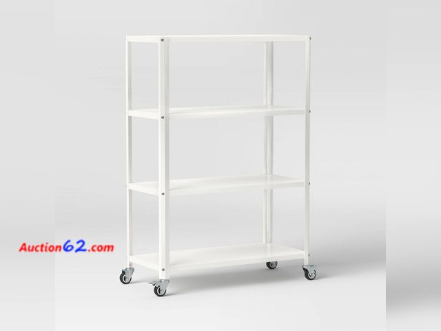 Lot 44-1674m - $100 Retail price - Small 44" 3 Shelf Rolling Metal Bookcase Chalk White - Room Essentials™ See All Photo's Not Tested Appears New, A basic ...