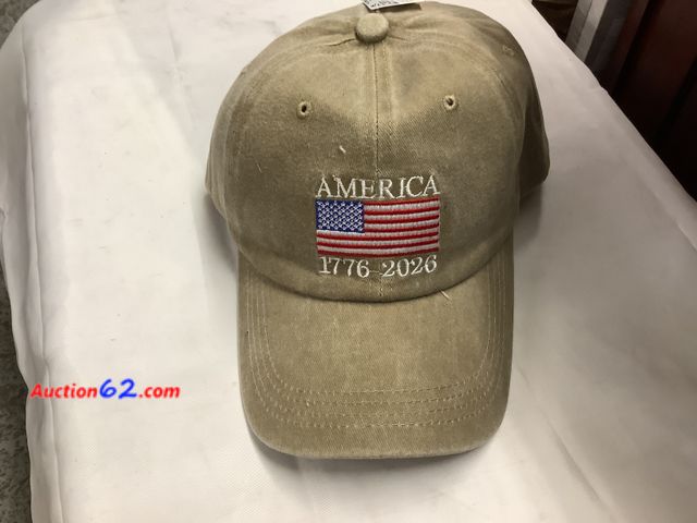 Lot 44-6011a - Americas 250th Anniversary 1776-2026 Cap, Tan, New. Appears New, A basic inspection has been given to this item. Sold AS-IS. See All Photo's