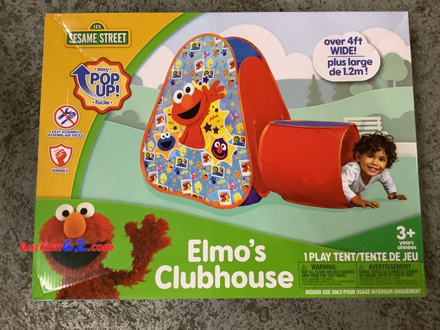 Lot 44-6079m - Elmo’s Clubhouse Play Tent, over 4ft wide, Plus Large de 1.2m!, Easy POP Up. 3+yrs and up. Appears New, A basic inspection has been given to...