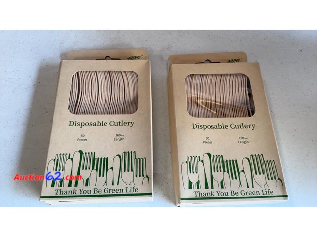 Lot 44-9067m - Lot of (2) Packs of DTFMZOV 50 Pcs each of Disposable Wooden Forks, 6.3 Inch Wood Forks, Biodegradable Eco-friendly Compostable Fork Wooden ...