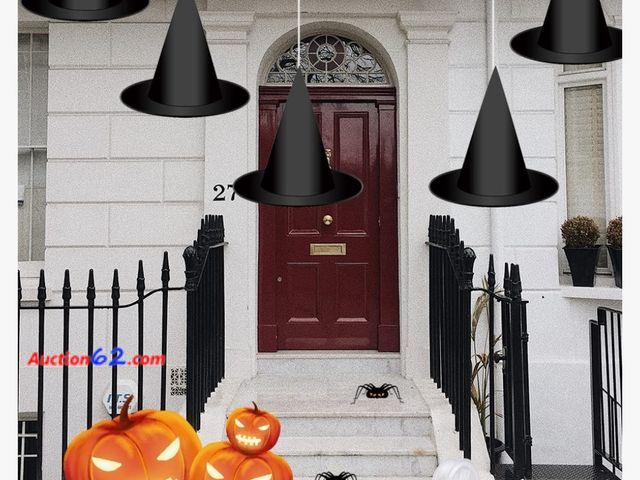 Lot 44-6867p - AWEELON 12pcs Halloween Witch Hat Black Hanging Witch Hats Bulk with 100 Yards Hanging Rope Appears New, A basic inspection has been given t...