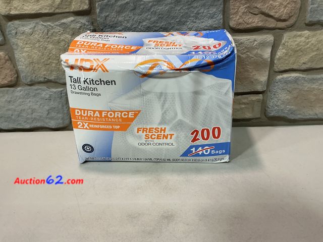 Lot 44-1665f - 13 Gallon Reinforced Top Drawstring Fresh Scented Tall Kitchen Trash Bags with 20% PCR (200-Count) See All Photo's Not Tested E-Commerce Ret...