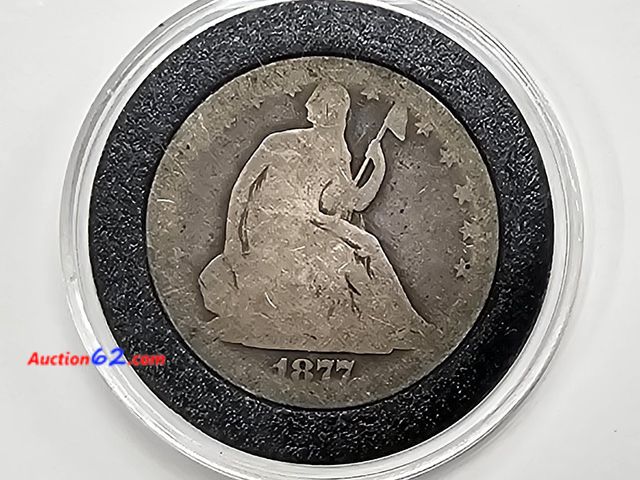Lot 44-8360f - 1877 SEATED LIBERTY 90% SILVER HALF DOLLAR. MINTED IN PHILADELPHIA.-NT