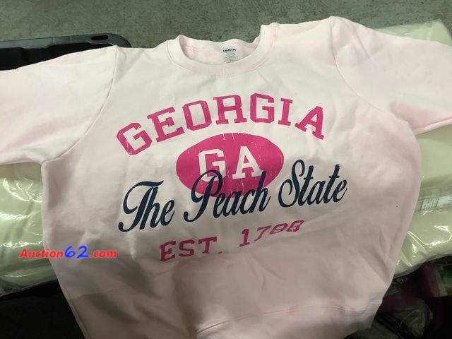 Lot 44-7576p - Gildan Girls M (8-10)  long sleeve sweatshirt.”GEORGIA THE PEACH STATE EST 1788. Pink in color. No Stock Pic E-Commerce Return, A basic insp...