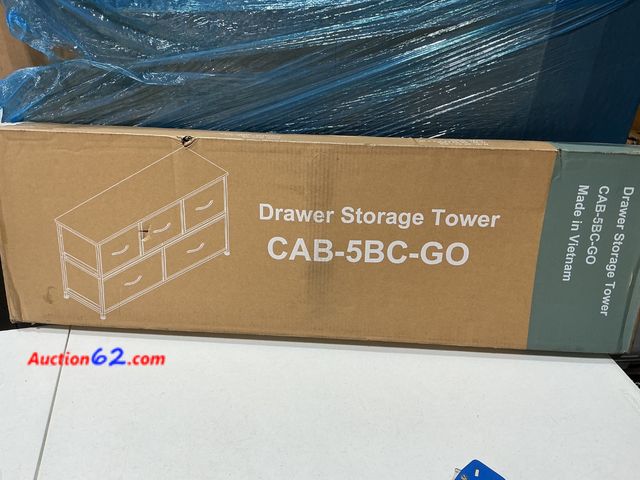 Lot 44-171a - Drawer Storage Tower CAB-5BC-GO Grey Oak See All Photo's Appears New, A basic inspection has been given to this item. Sold AS-IS.
