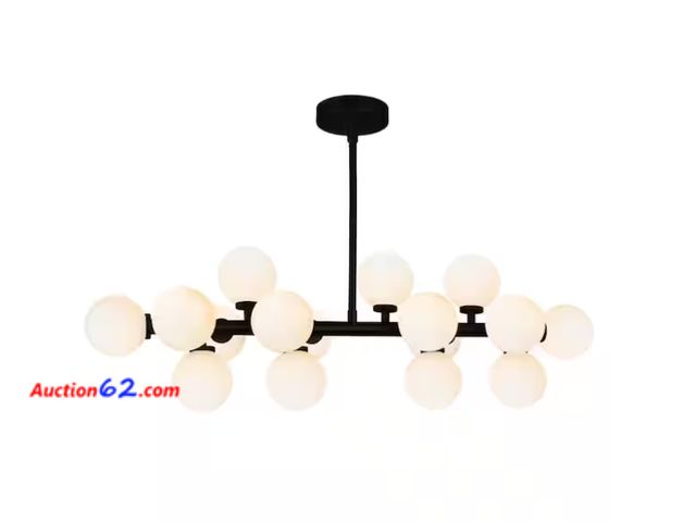 Lot 44-1774w - $150 Retail price - Modern Chandelier Light Fixture (missing one round glass piece) Appears New, A basic inspection has been given to this i...
