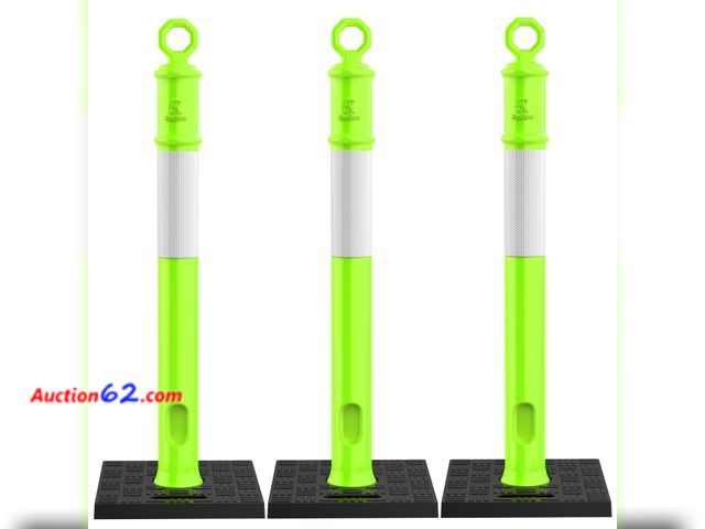 Lot 44-2891e - $75.9 Retail price - RoadHero 45 Inch Traffic Delineator Post Cones with Base, Green, 3 Pack Appears New, A basic inspection has been given ...