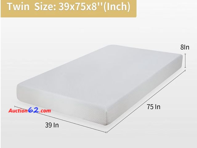 Lot 44-6000f - 8 in Twin, PayLessHere Gel Memory Foam Mattress, bed-in-box mattress featuring a medium-firm feel, cooling gel infusion, and a fiberglass-fr...