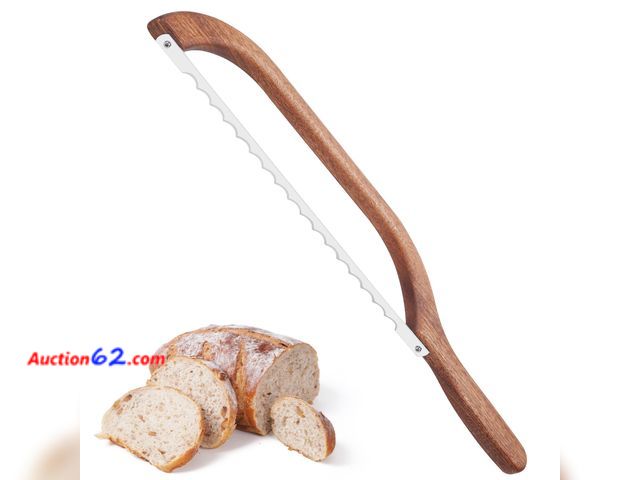 Lot 44-933m - Lot of 3 - Uprichya Bread Knife for Homemade Bread, Bread Slicer for Homemade Bread, Sourdough Bread Knife, Wooden Bread Bow for Sourdough -...