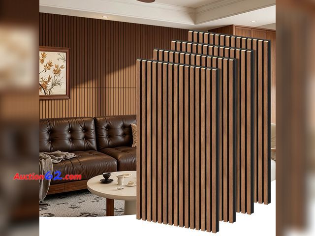 Lot 44-377M - RITOLLO 4 Pack Wood Panels for Wall - 47.2"×23.6" Wood Slat Acoustic Panels for Wall, Soundproof Panels, 3D Fluted Panels for Interior Wall ...