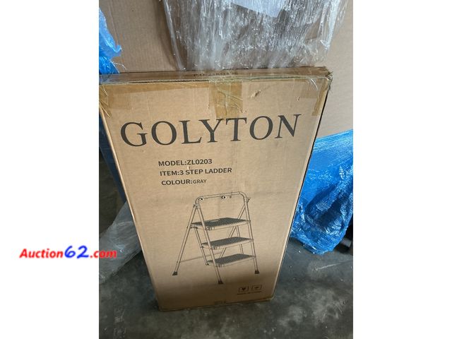 Lot 44-147 - GOLYTON 3 Step Ladder Model ZL0203 Gray See All Photo's Appears New, A basic inspection has been given to this item. Sold AS-IS. Never opene...