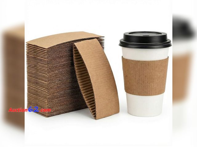 Lot 44-9182 - Lot of (2) Coffee Cup Sleeves, 50-Pack each of - Heat-Resistant Corrugated Paper Sleeves for 12oz/16oz Hot &amp; Cold Beverages - Customizab...