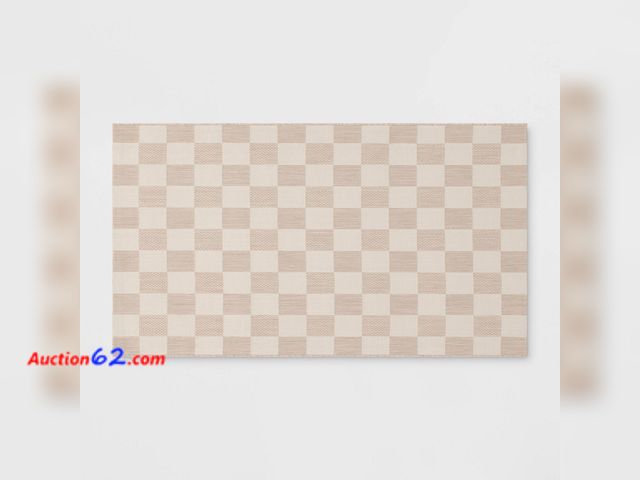 Lot 44-644p - 3'11"x5'5" Checkered Rectangular Indoor Outdoor Area Rug - Room Essentials™ Appears New, A basic inspection has been given to this item. Sol...