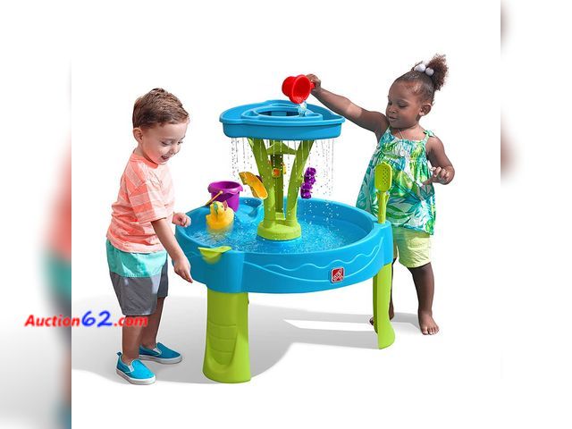 Lot 44-1516 - Step2 Summer Showers Splash Tower Water Table for Kids, Outdoor Kids Water Sensory Table, Ages 1.5+ Years Old, 8 Piece Water Toy Accessories...