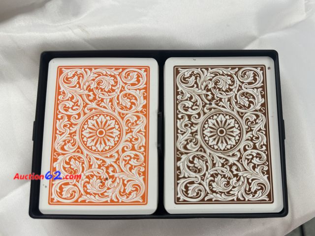 Lot 44-7514p - 2 used decks of copag plastic jumbo index playing cards. Used in a home game. Used See All Photo's Tested & Working Unmarked, No barcodes Di...