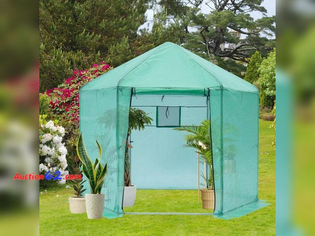 Lot 44-74z - Retail value of $182- 9 ft. x 9 ft. x 8 ft. Walk-in Greenhouse Hexagonal Upgrade Reinforced Frame Re...
