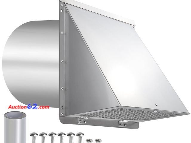 Lot 44-146 - 8 Inch Wall Vent,Hooded Wall Vent with Screen and Damper,Outdoor Wall Exhaust Vent Cover Exterior Wall Mount Cap for Kitchen Range Hood HVAC...