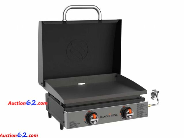 Lot 44-765z - Retail value $220- Blackstone 2 Burner 22" Tabletop Griddle Front with Hood 24000 BTU Gas...