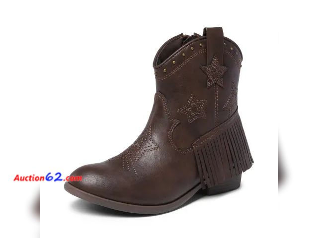Lot 44-215g - Size 9 DREAM PAIRS Girls Cowgirl Cowboy Ankle Western Boots  E-Commerce Return, A basic inspection has been given to this item. Sold AS-IS.