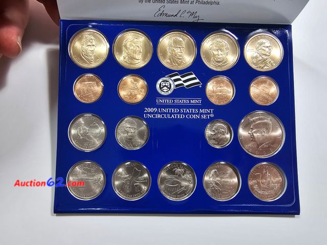 Lot 44-8508p - HUGE 2009 PHILADELPHIA MINT SET. INCLUDES HARRISON, POLK, TYLER, TAYLOR AND SPREAD OF THREE SISTERS AGRICULTURE DOLLARS. ALSO DISTRICT OF CO...