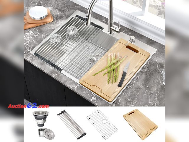 Lot 44-851 - $229.99 Retail price - Stainless Steel Kitchen Sink Drop In-Hovheir 31x20 Inch Drop In Top Mount Kitchen Sinks 16 Gauge Stainless Steel Deep...