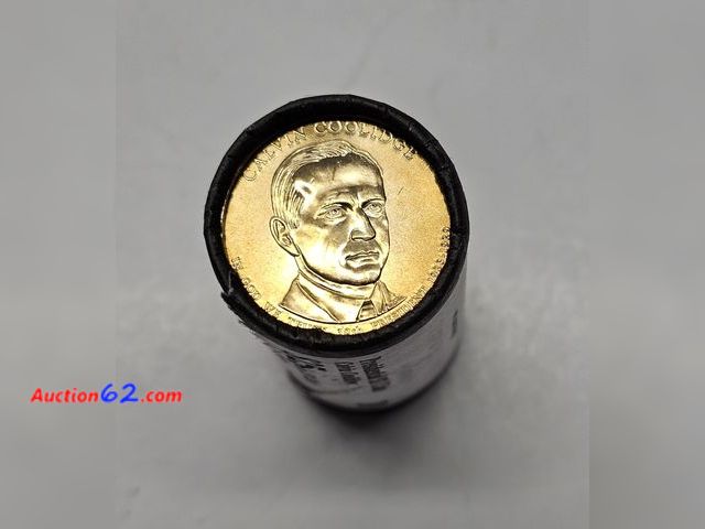 Lot 44-8311o - ROLL OF 2014 D CALVIN COOLIDGE PRESIDENTIAL DOLLARS. SOLD PRIVATELY TO COLLECTORS AND NOT ISSUED BY THE BANKS. $25 FACE. ALL COINS ARE BRILL...