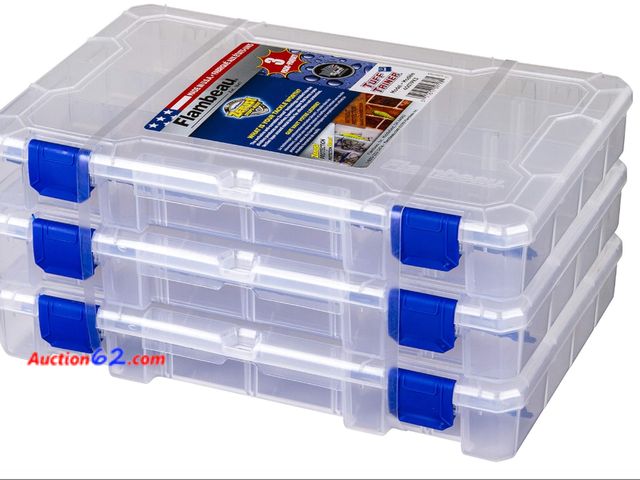 Lot 44-1867e - Flambeau Zerust Tackle Box, 3-Pack, Rust Protection, Clear See All Photo's Not Tested Appears New, A basic inspection has been given to this...