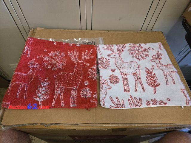 Lot 44-6576t - COSIBONO Set of 2 Red Christmas Reindeer Velvet Throw Pillow Covers 12x12 Inch, Faux Wool (covers only)  Appears New, A basic inspection has...
