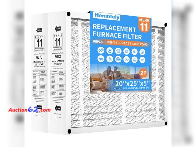 Lot 44-314 - 2 Pack X6673 20x25x5 Replacement Air Filter for Lennox X6673 HCF20-11, FC100A1037, Furnace HVAC System, MERV 11, Actual Size: 19.75 x 24.75 ...