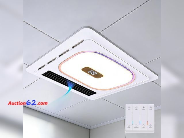 Lot 44-2789 - $129.99 Retail price - 4-in-1 Bathroom Exhaust Fan with 1800W Heater, LED Light with 4 RGB Modes, Bluetooth Speaker &amp; Remote Control, 18...
