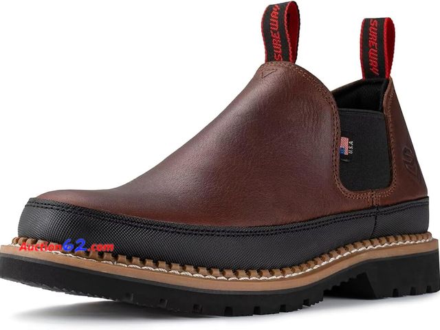 Lot 44-113g - SUREWAY Mens Slip On Work Boots for Men- Size 10  E-Commerce Return, A basic inspection has been given to this item. Sold AS-IS.