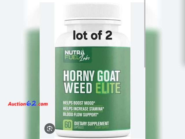 Lot 44-6506w - Lot of 2 NutraFuel - Horny Goat Weed 9X | Pills for Men Fast Acting Blood Flow, Stamina, Strength | Maca, Longjack, Saw Palmetto, L-Arginine...