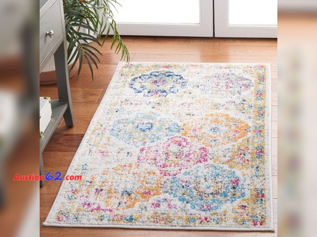 Lot 44-154z - SAFAVIEH Madison Collection Accent Rug - 2'3" x 4', Cream &amp; Multi, Boho Chic Distressed Design, Non-Shedding &amp; Easy Care, Ideal for ...