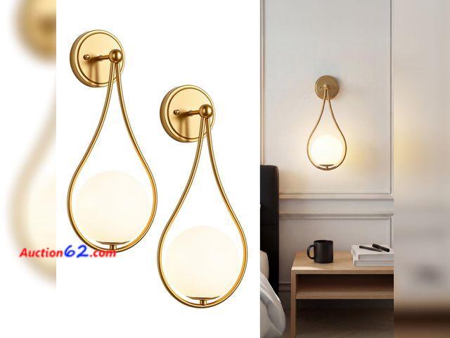 Lot 44-183 - $99.99 Retail price - ElilyGiA Mid-Century Wall Sconces Set of 2 Gold Modern Globe Wall Lighting Indoor Hardwired Wall Lights for Hallway Of...