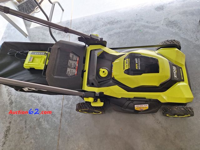 Lot 44-7360w - RYOBI 40V HP 21 inch cordless battery walk behind self-propelled lawn mower with (1) 6.0 Ah battery and charger  E-Commerce Return, A basic ...