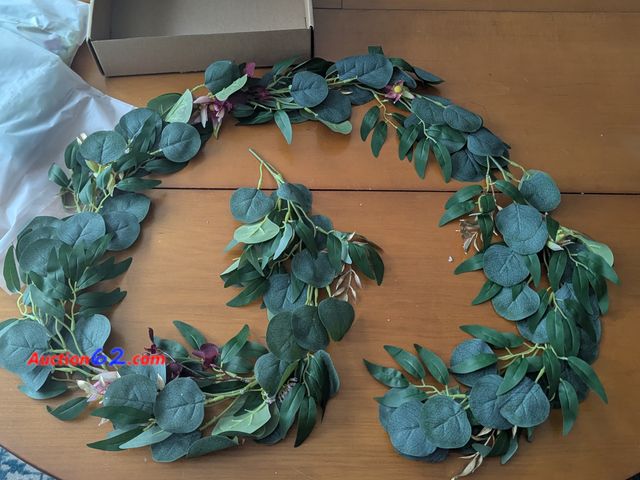 Lot 44-3072g - Ling's Moment - Lot of 2 - 6 foot Eucalyptus w/ flowers Table Greenery - Ecommerce Return - Appears New, Sold As-Is - See Pictures