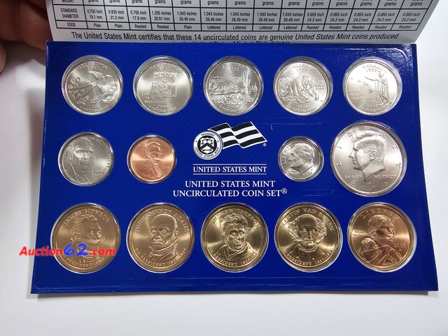 Lot 44-8539p - 2008 PHILADELPHIA MINT SET. INCLUDES JAMES MONROE, JOHN QUINCY ADAMS, ANDREW JACKSON, MARTIN VAN BUREN AND SACAGAWEA DOLLARS, OKLAHOMA, NEW ...