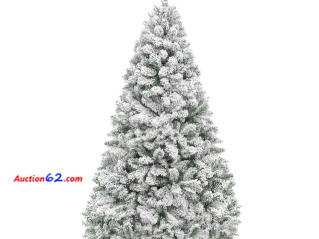 Lot 44-6962w - 6ft Snow Flocked Artificial Pine Christmas Tree w/ Foldable Metal Base Appears New, A basic inspection has been given to this item. Sold AS-...