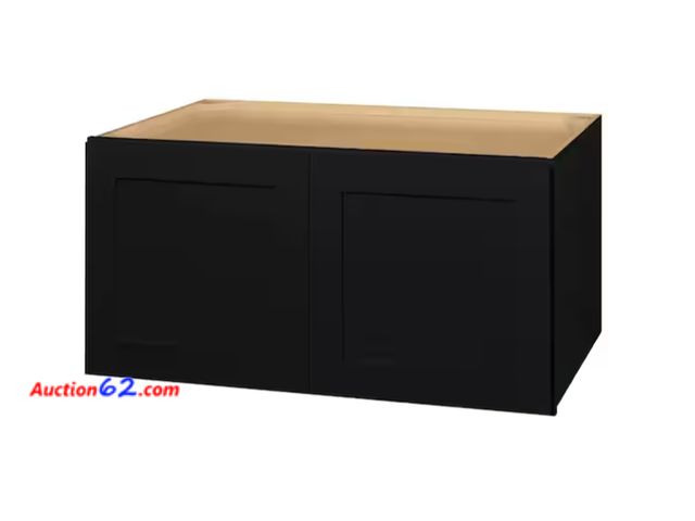 Lot 44-1829i - Avondale 33 in. W x 24 in. D x 18 in. H Ready to Assemble Plywood Shaker Wall Bridge Kitchen Cabinet in Raven Black Appears New, A basic ins...