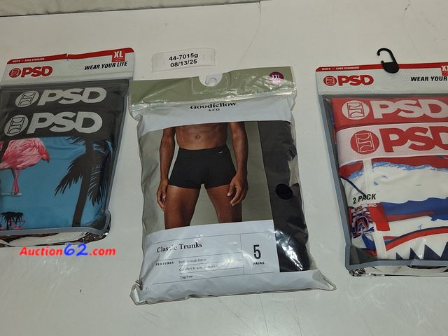 Lot 44-7015g - Lot of (3) PSD underwear, 2 pair, size XXL (44/46), Goodfellow Classic Trunks, 5 pairs, size XXL (44/46) and PSD underwear, 2 pair, size XL ...