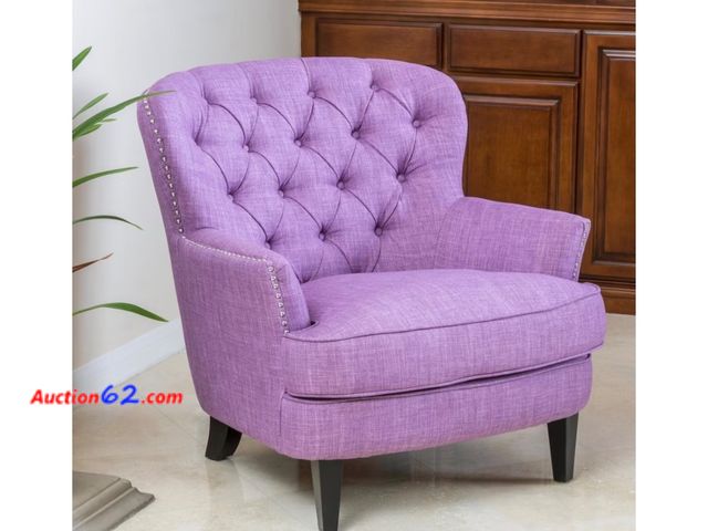 Lot 44-545e - $250 Retail price - Purple Tufted Accent Club Chair Not Tested See All Photo's Appears New, A basic inspection has been given to this item. ...