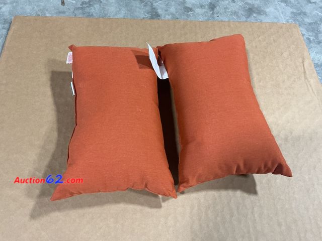 Lot 44-124i - Orange Pillows - Set of 2, Outdoor Use, Durable Fabric Appears New, A basic inspection has been given to this item. Sold AS-IS.