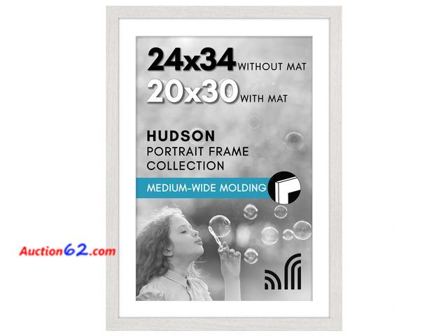Lot 44-1127i - Americanflat 24x34 Poster Frame with Polished Plexiglass - Use as 20x30 Frame with Mat or Display 24x34 Photo Without Mat - Hudson Collectio...