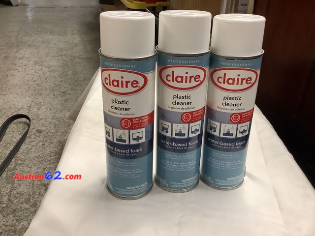 Lot 44-6231e - 3 Cans of Claire Plastic Cleaner, Water-Based Foam. 19 oz can Appears New, A basic inspection has been given to this item. Sold AS-IS. See A...
