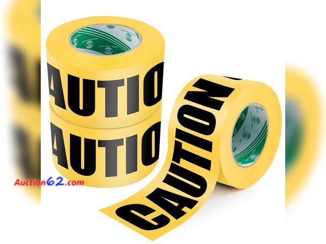 Lot 44-738 - Pinsit 3 Pack Premium Yellow Caution Tape Roll, 3 inch x 1000 feet, Waterproof Safety Caution Tape for Construction, Hazardous Areas, Hallow...